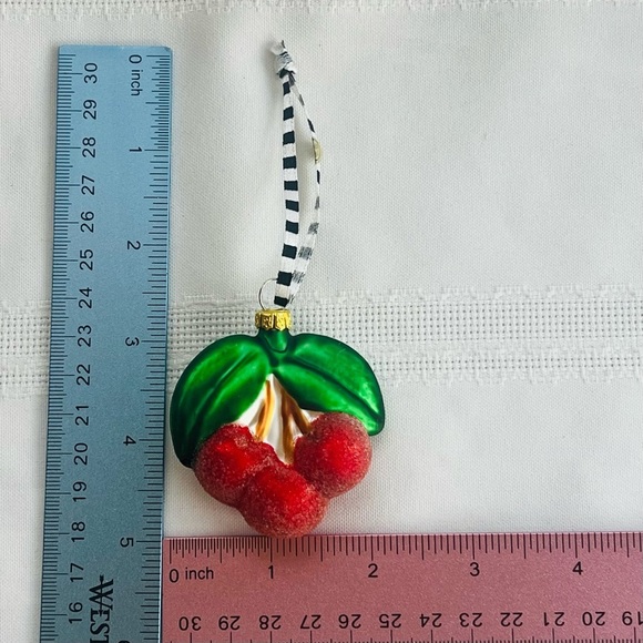 Christmas Ornament Mary Engelbreit Blown Glass Cherries EUC VTG‎ Signed - Picture 7 of 7